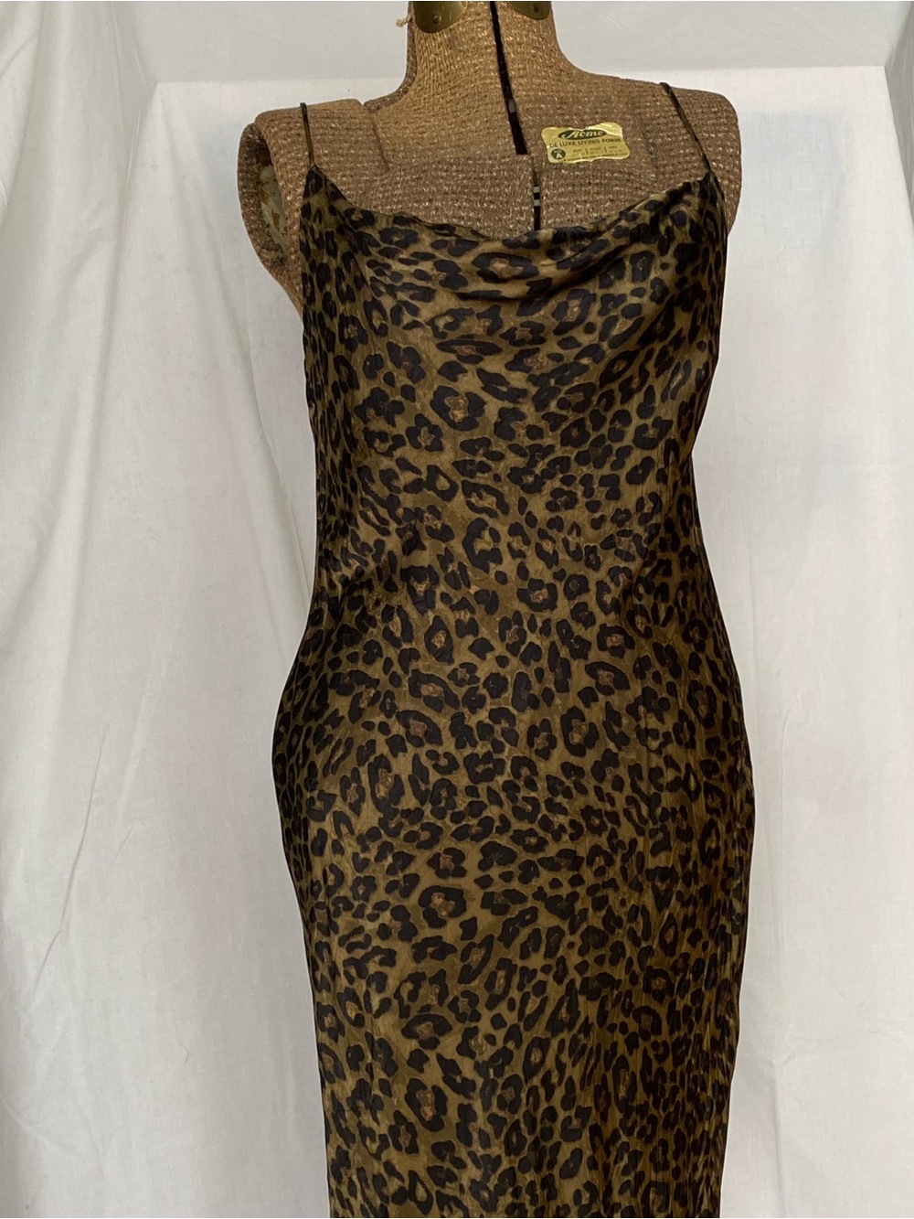 Zara Leopard-Print Cowl Neck Slip Dress